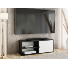 Atvērts TV galdiņš LUNO 2, Melns/Balts/Zelts